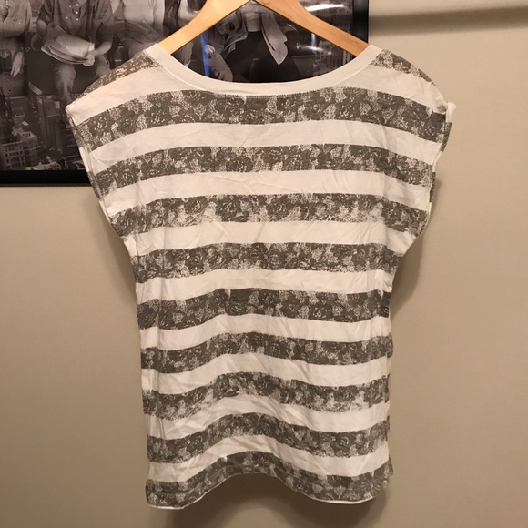 Forever 21 Tee with Lace Print Stripes - Picture 2 of 3